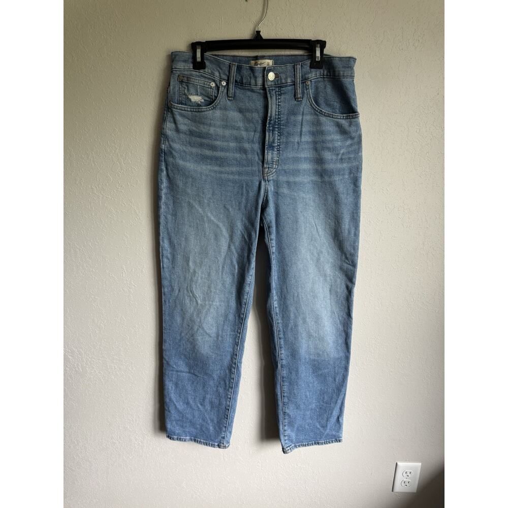 Madewell Light Wash Blue Denim The Perfect Vintage Straight Crop Jeans Womens 30